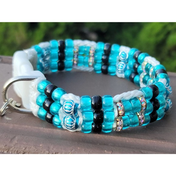 Custom Handmade Beaded Bling Dog Collar - Picture 2 of 3